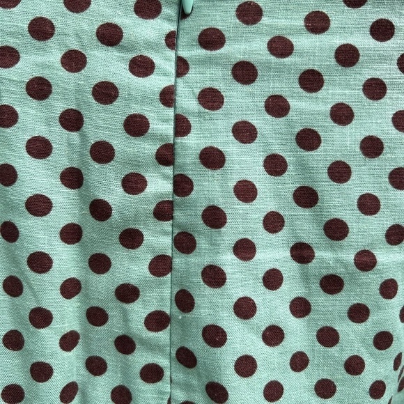 Zara Women's Linen Blend Polka Dot High Slit Midi Brown Green Skirt Size Small - Picture 5 of 7